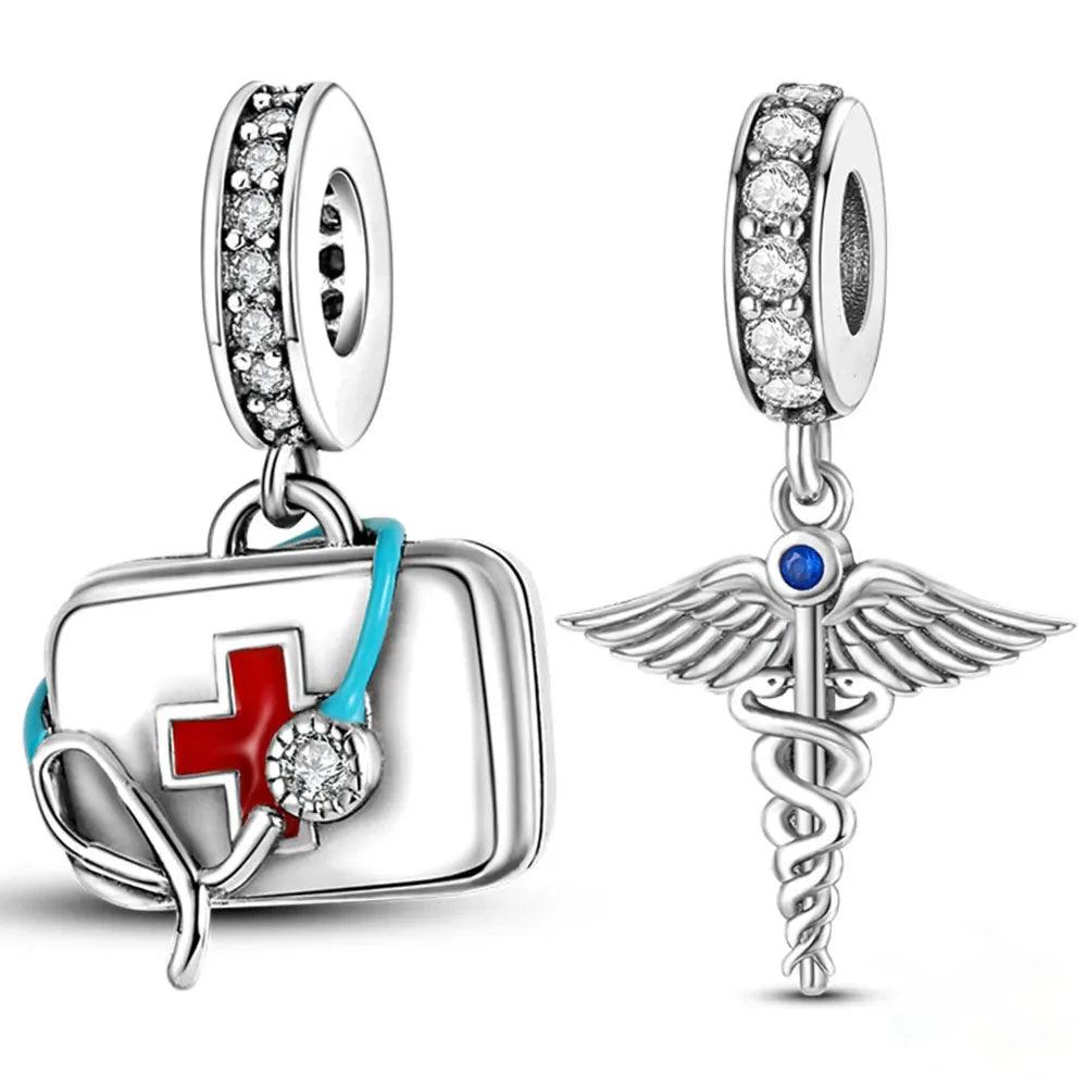Medicine Cabinet Stethoscope Charm Pendant 925 Silver Original