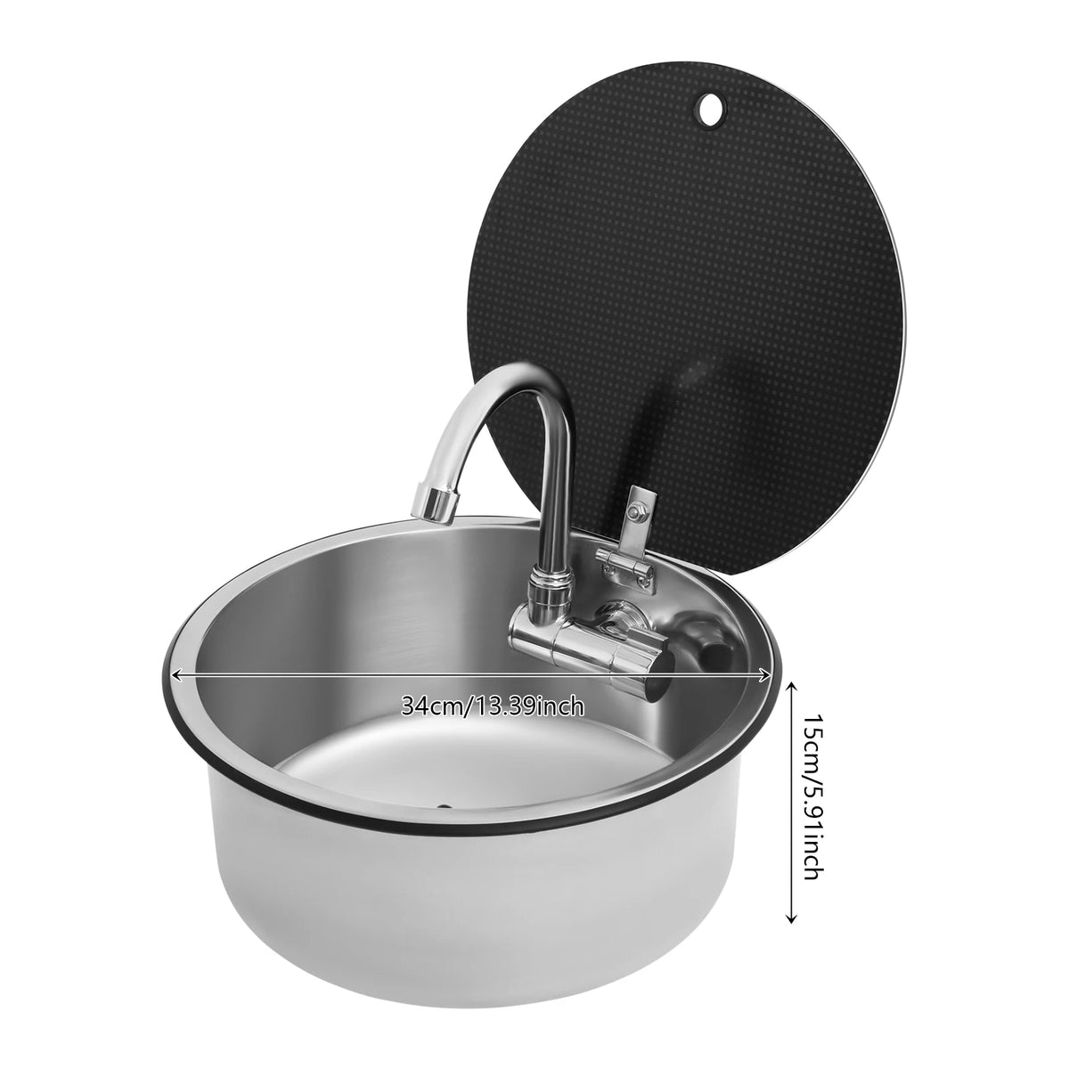 Rv Sink Camper Lid Foldable &Cold Faucet Pipes
