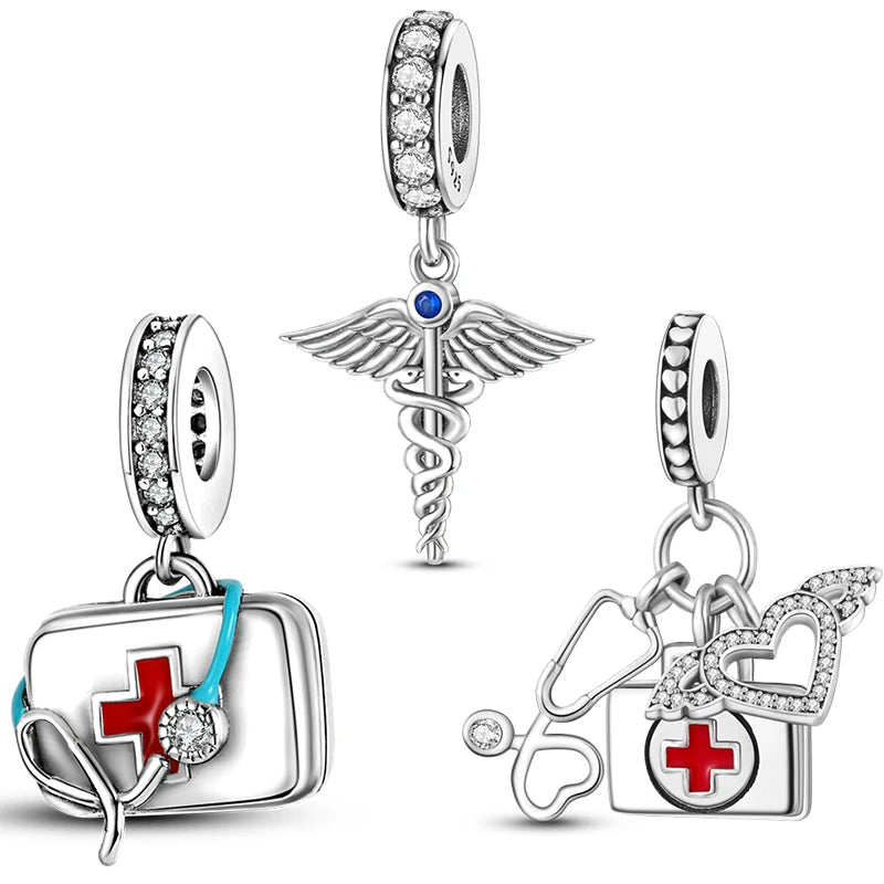 Original 925 Sterling Silver Medicine Cabinet Stethoscope Charms
