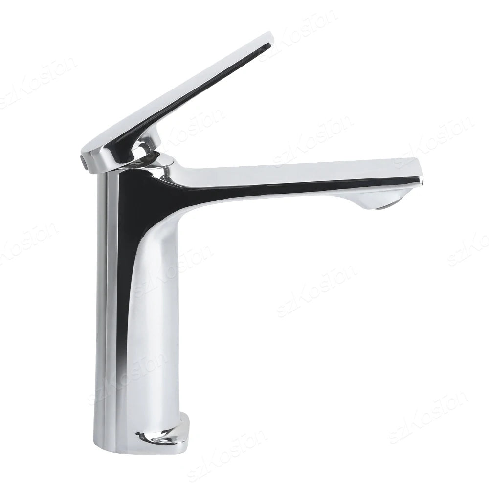 Brass Core Modern Bathroom Sink Faucet Handle Deck