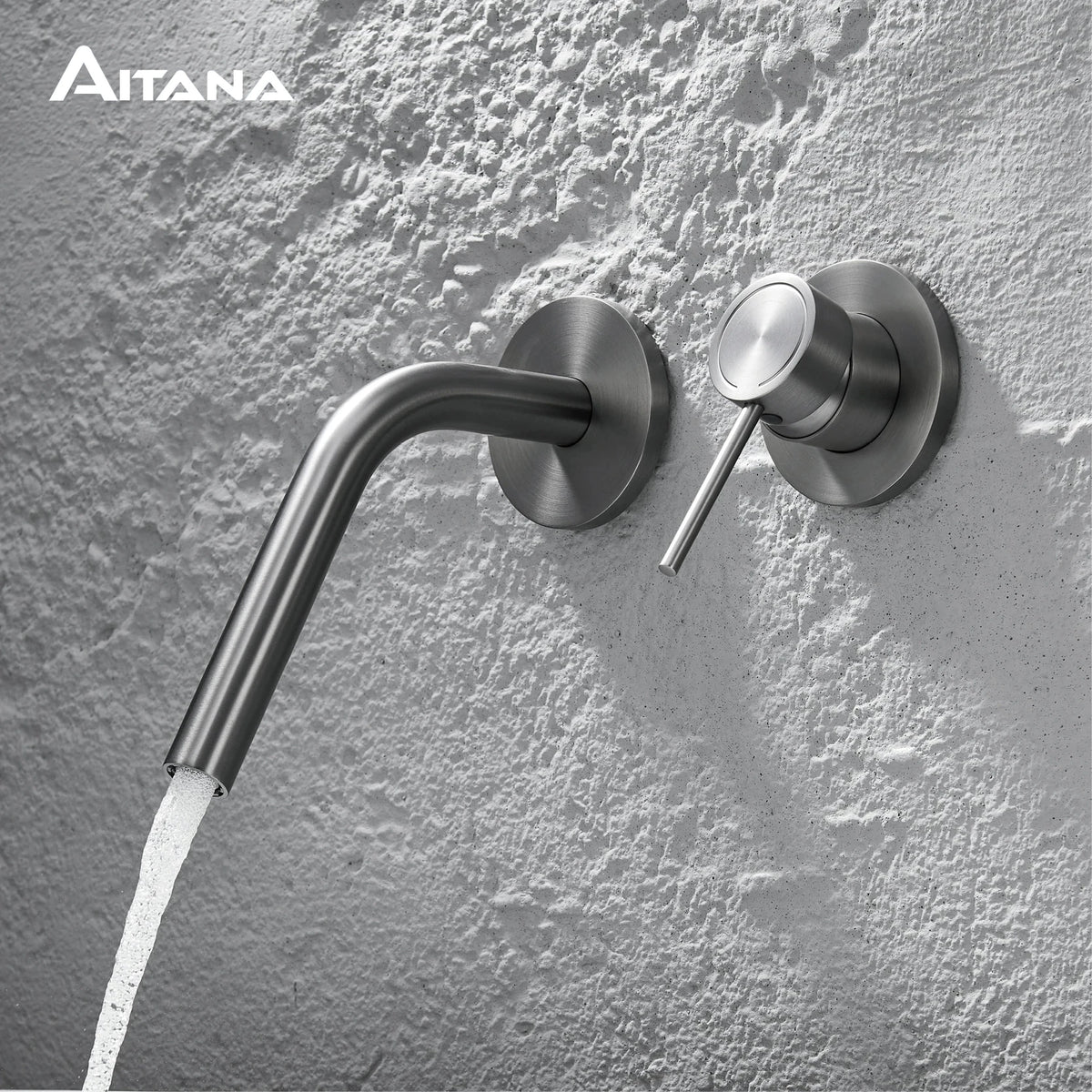 Luxury Brass Wall Mounted Bathroom Faucet Embedded Design