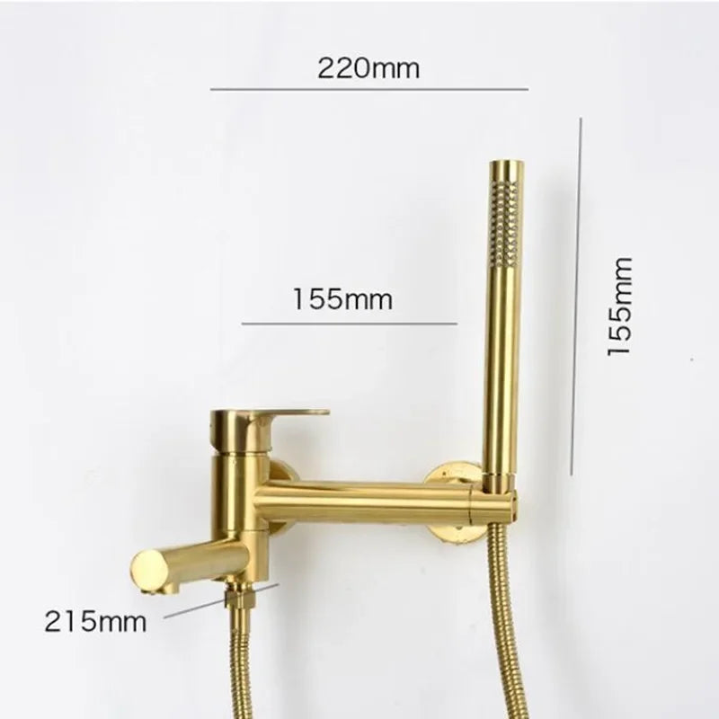 Bathtub Shower Wall Mounted Brushed Gold Rotatable Bidet