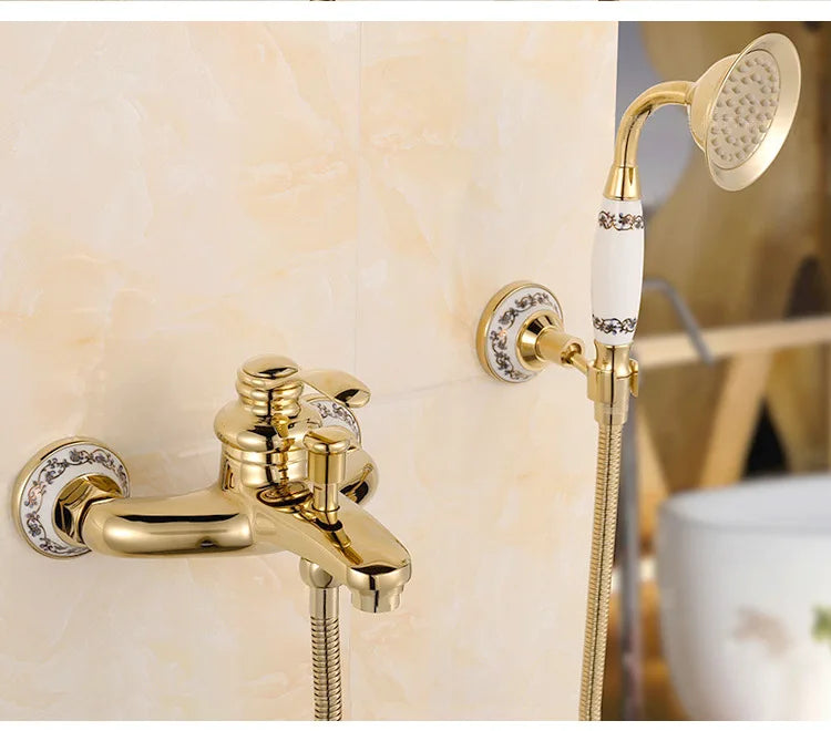 Brass Vintage Gold/Black Simple Shower Spray Handheld Shower