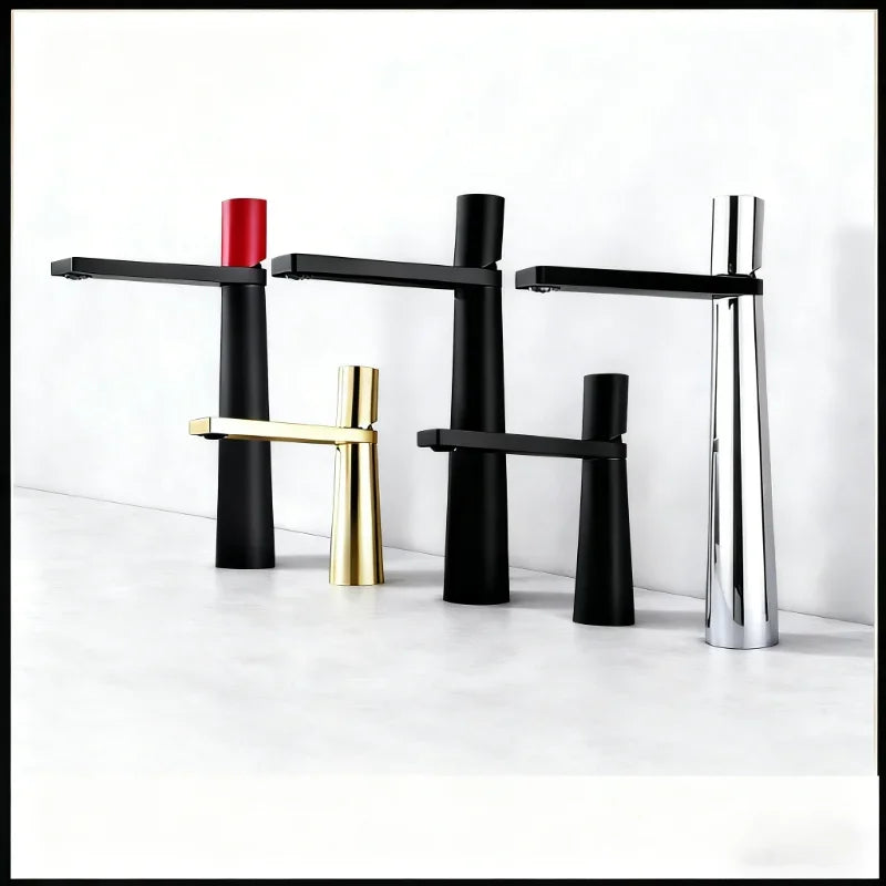Elegant Black Handle Bathroom Faucet - Stainless Steel