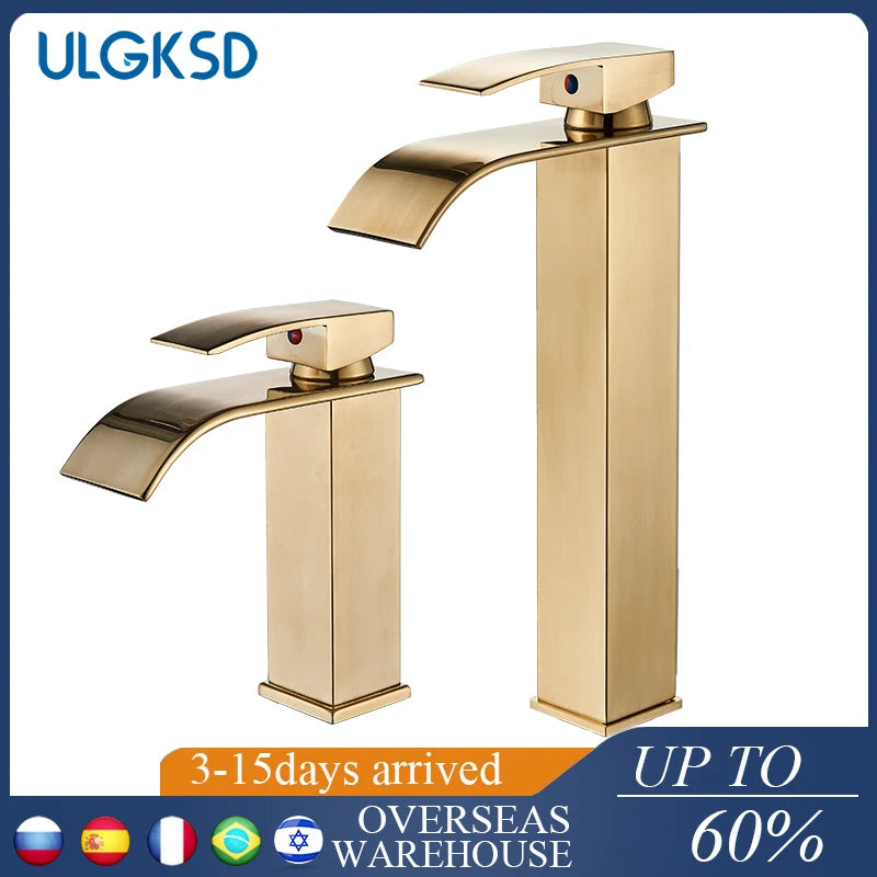 Waterfall Bathroom Basin Sink Faucet Handle Mixer Tap