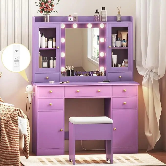 Vanity Table Adjustable Color Lighting Suitable Women Bedrooms