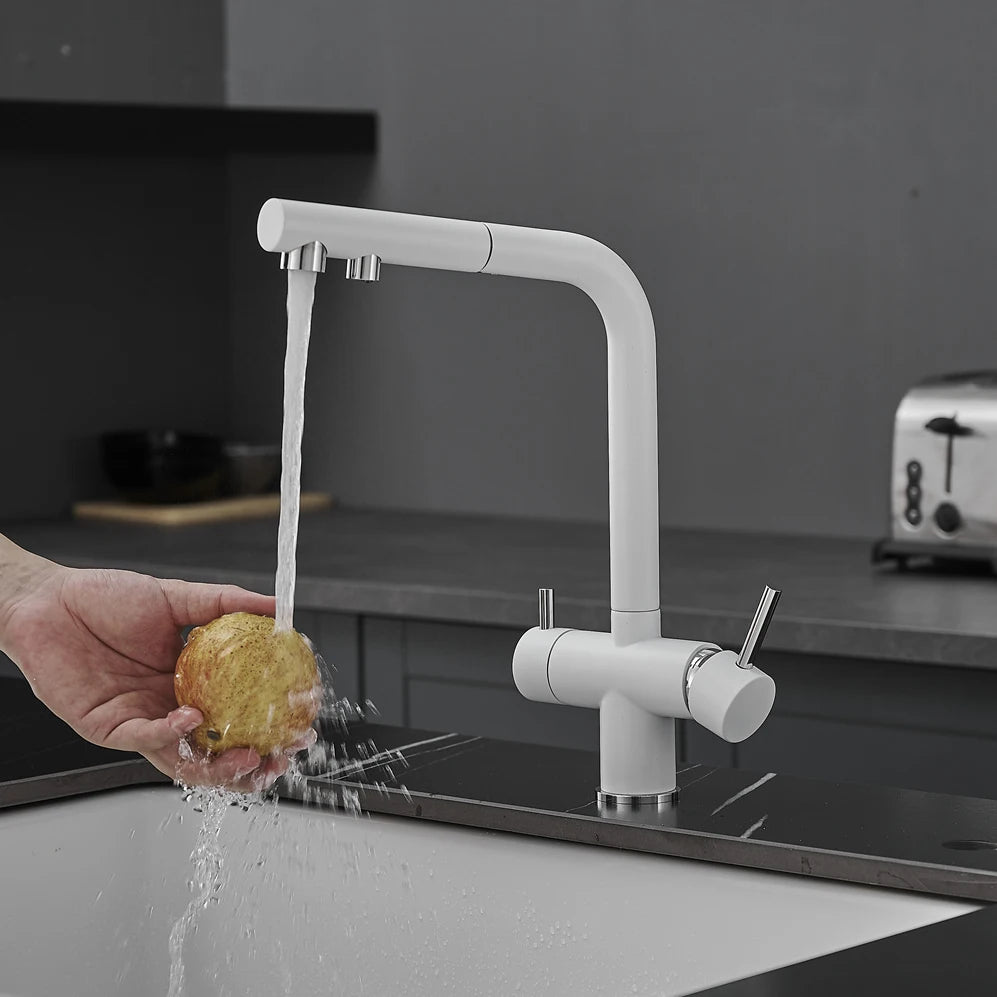 White Filter Pull Out Sink Mixer Faucets Quality