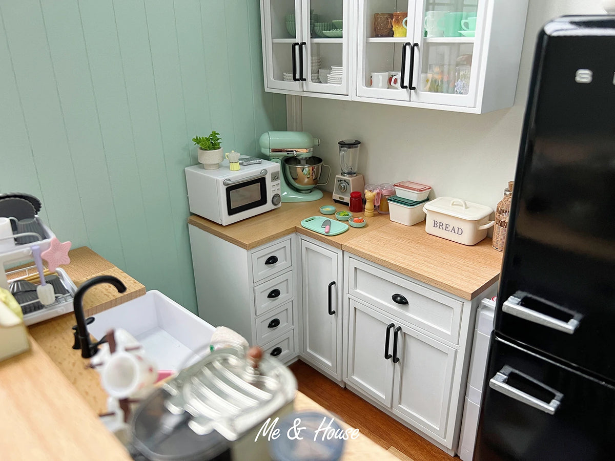1/6 Dollhouse Miniature Furniture Wooden Shelf Cabinet Sink
