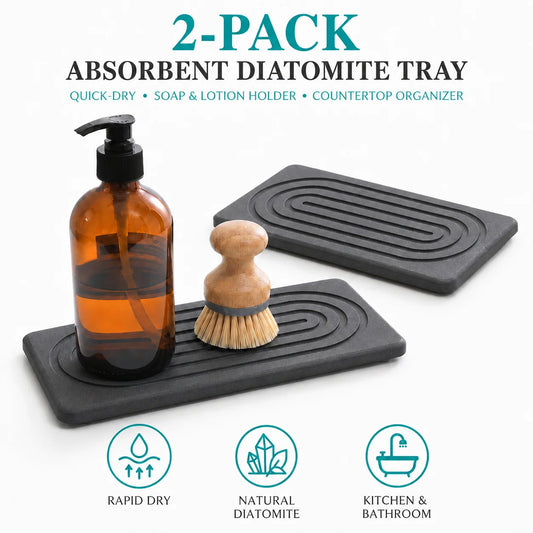 Pack Diatomite Tray Fast Drying Stone Sink Organizer