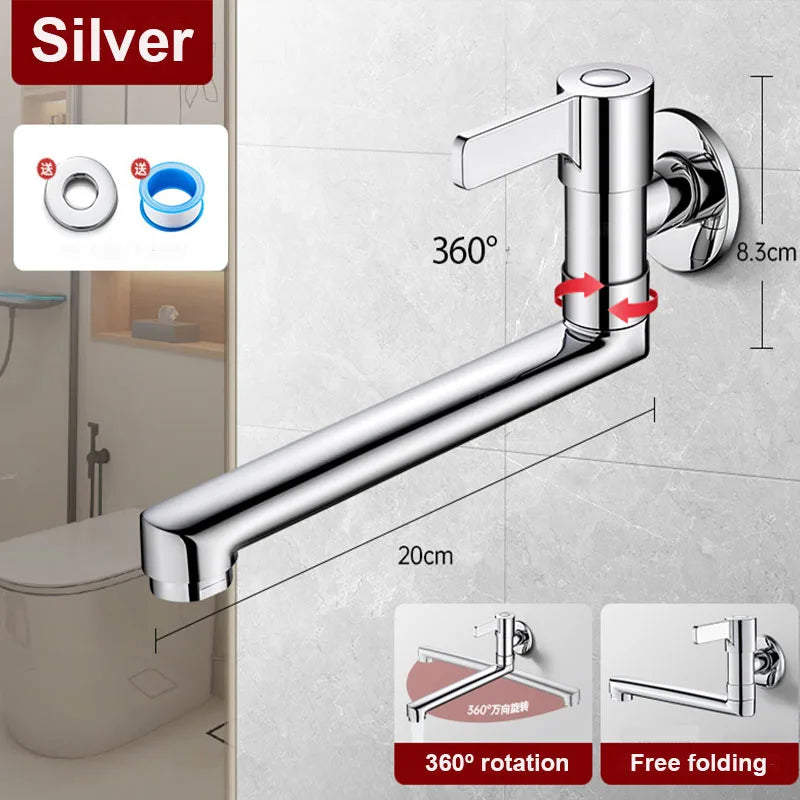 Wall-Mounted Faucet Mop Pool Tap Hole Faucet Brass