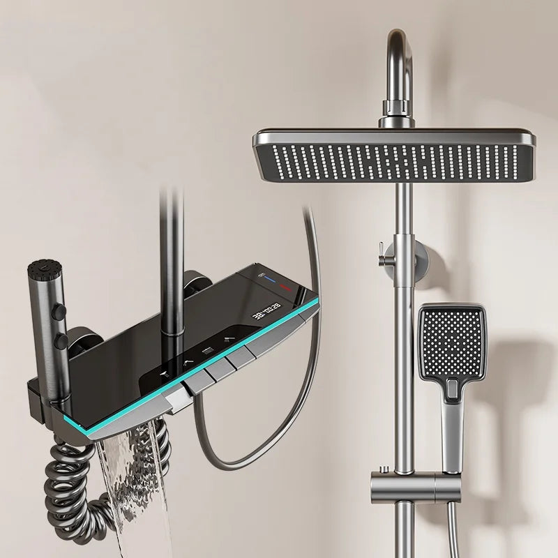 Digital Display Shower Bathroom Rainfall Wall Mounted Way