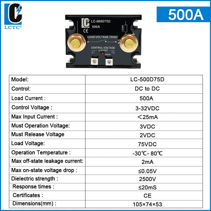 Lctc Dc Control Dc Solid State Relay 500a