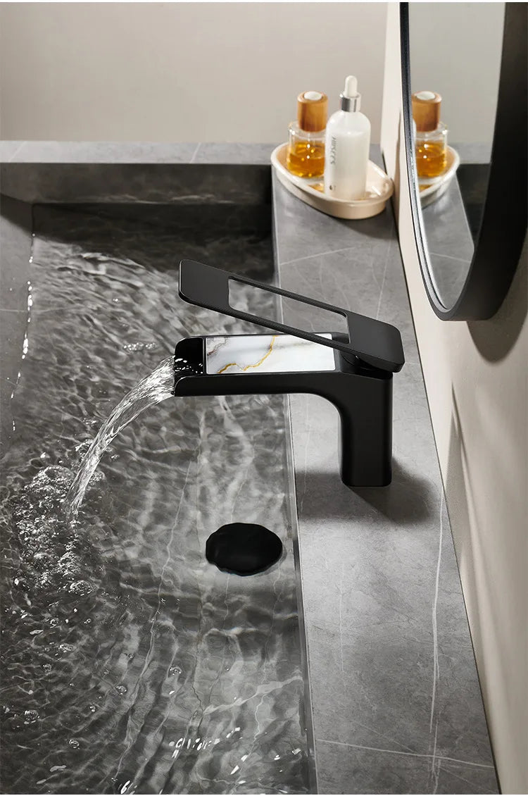 High-Quality Grey Basin Faucet Brass Construction Bathroom Sink