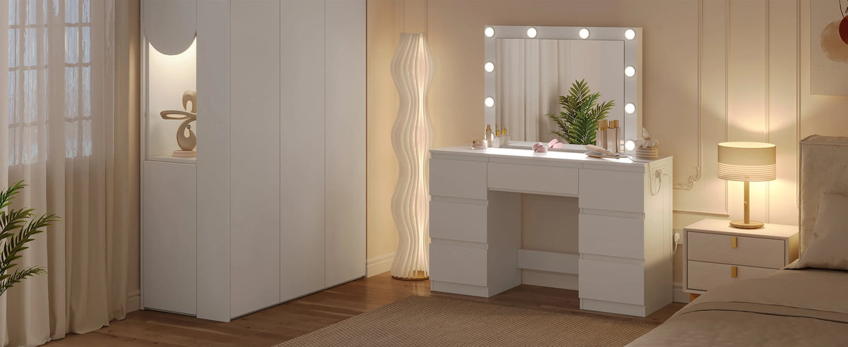 Woltu White Dressing Table Girls/Women Vanity Dresser Large