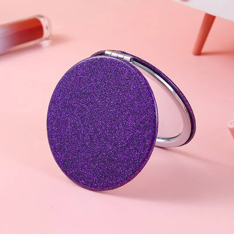 Mini Round Makeup Mirror Glitter Folding Pocket Mirror