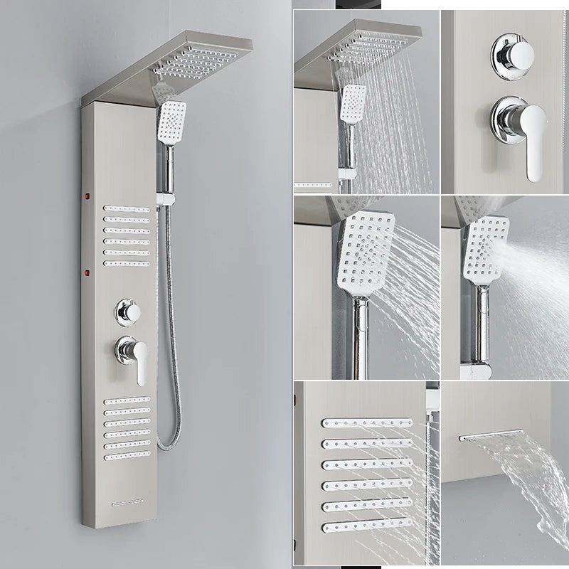 Led Shower Panel Faucet Rainfall Headshower Spa Massage