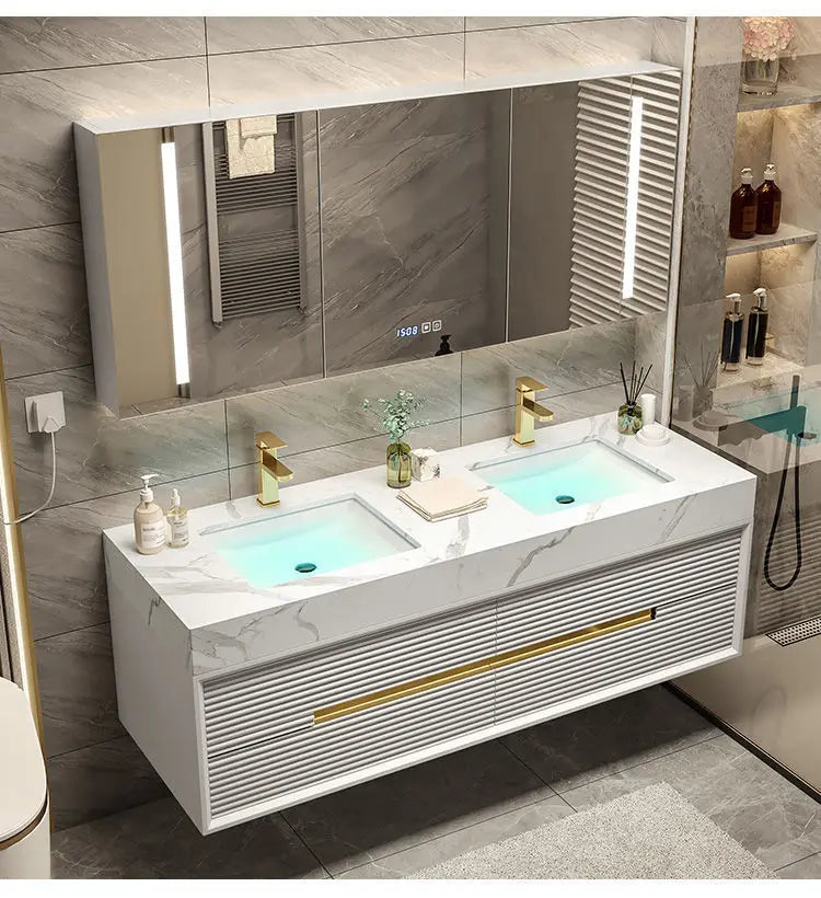 Light Luxury Bathroom Cabinet Rock Plate Washstand Modern