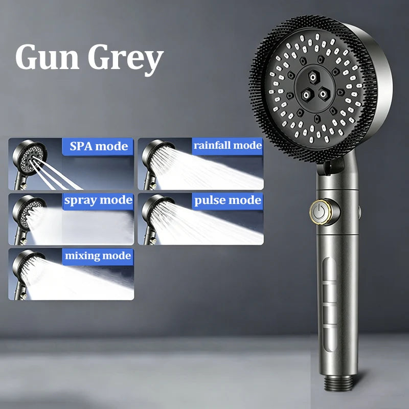 Modes High Pressure Turbo Shower Head Spa Massage