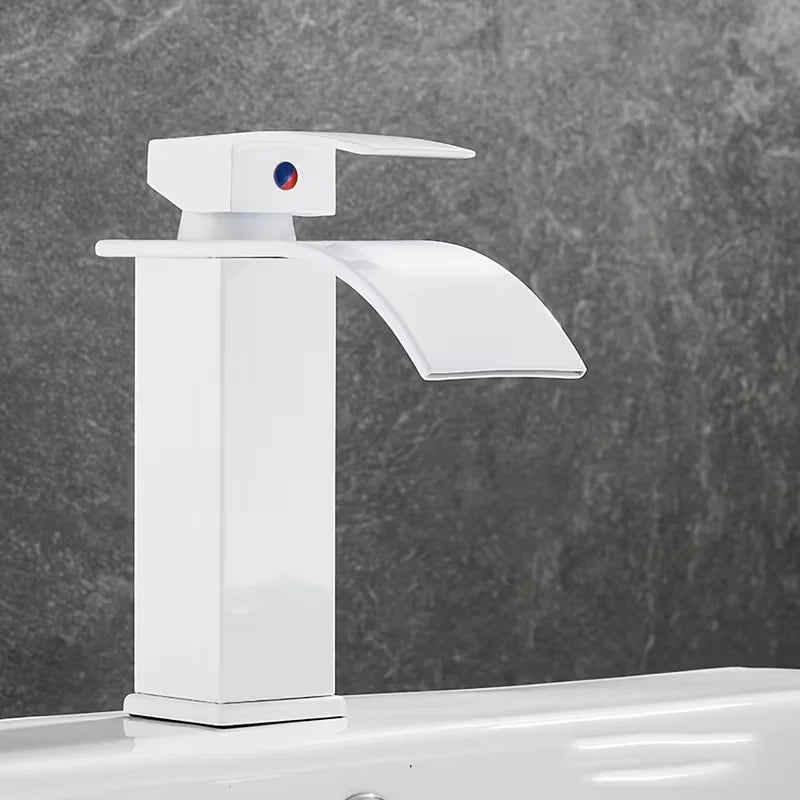 Pure White Waterfall Faucet Use Bathroom Basin Tap