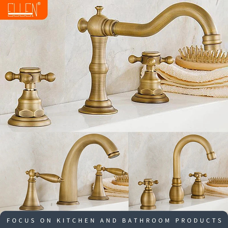 Ellen Antique Bronze Bath Sink Faucet Double Handle