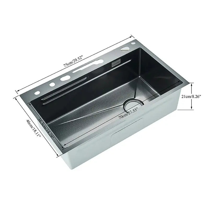 304 Stainless Steel Waterfall Sink Large Slot Integrated