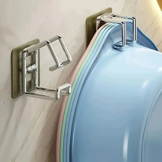 1/2pcs Stainless Steel Washbasin Hook Punch-Free Bathroom Rack