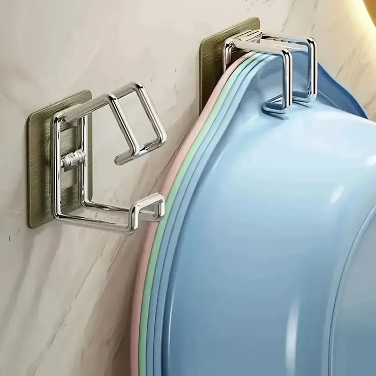 1/2pcs Stainless Steel Washbasin Hook Punch-Free Bathroom Rack
