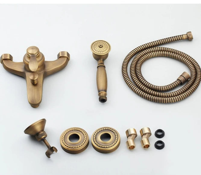 Brass Vintage Gold/Black Simple Shower Spray Handheld Shower