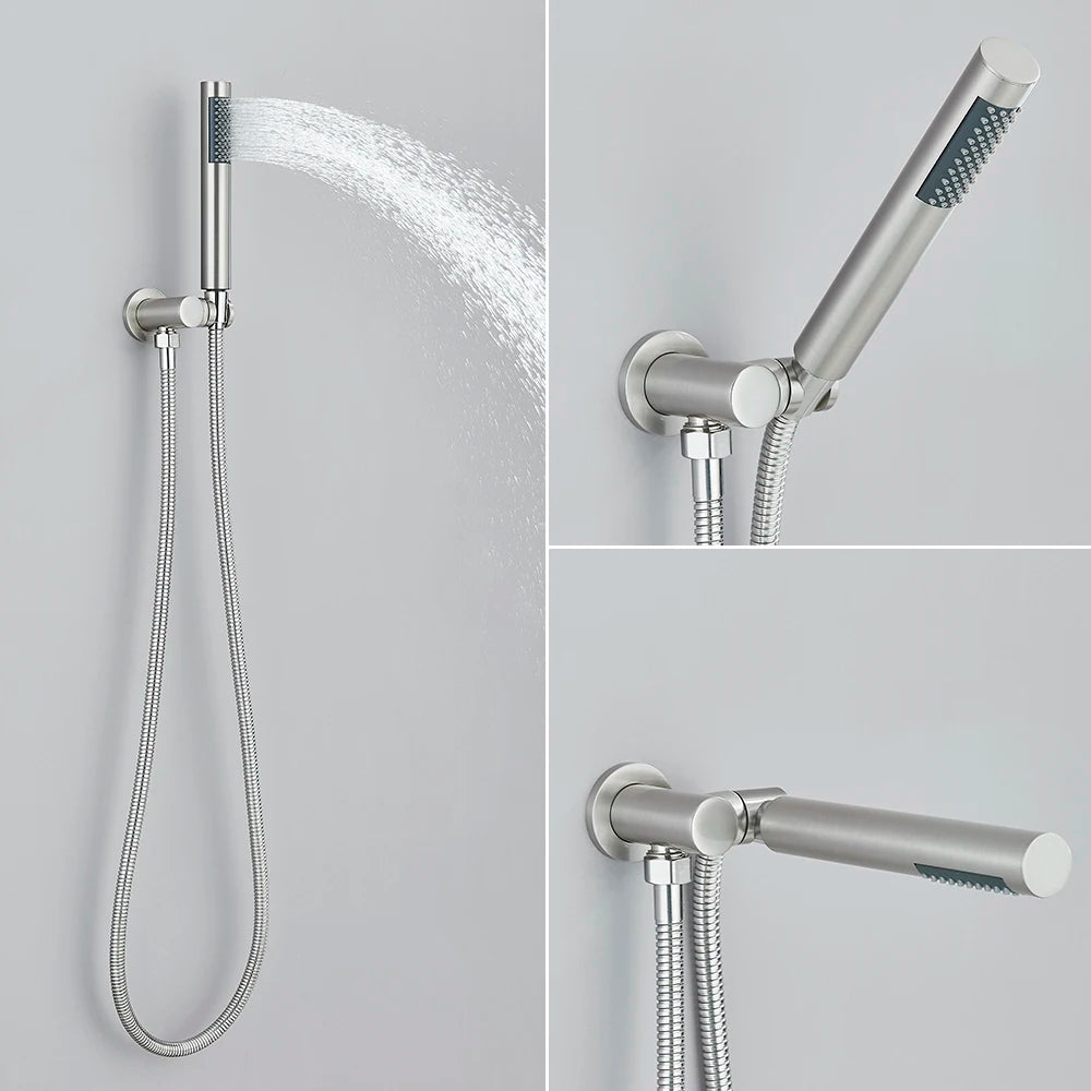 Brushed Gold Handheld Shower Bathroom Shower Faucet &