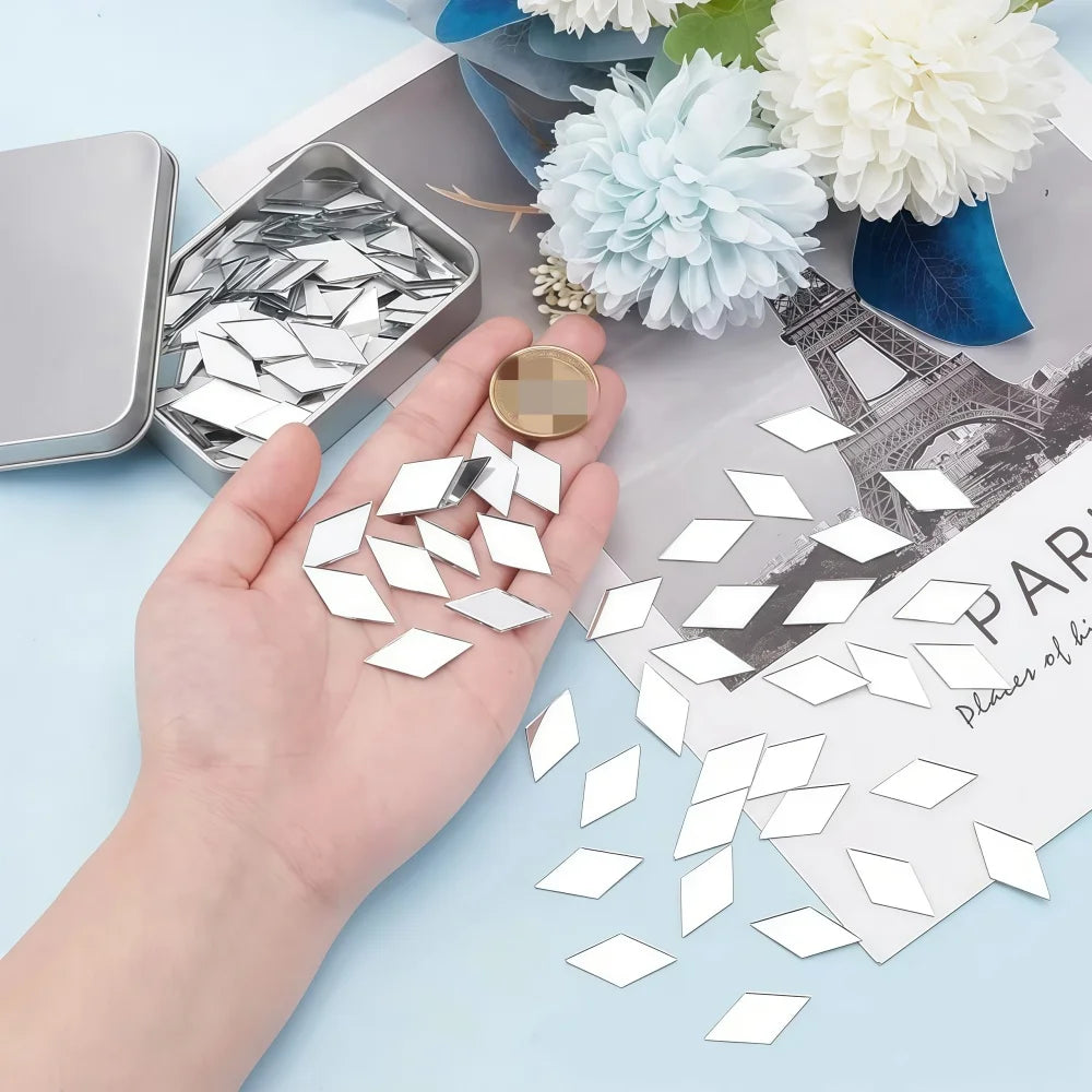 100pcs 5cm Diy Craft Mirror Stickers Leaf Shape