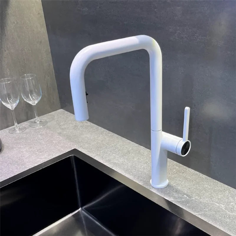 Brushed Gold Pull Out Faucets Brass Rose Gold