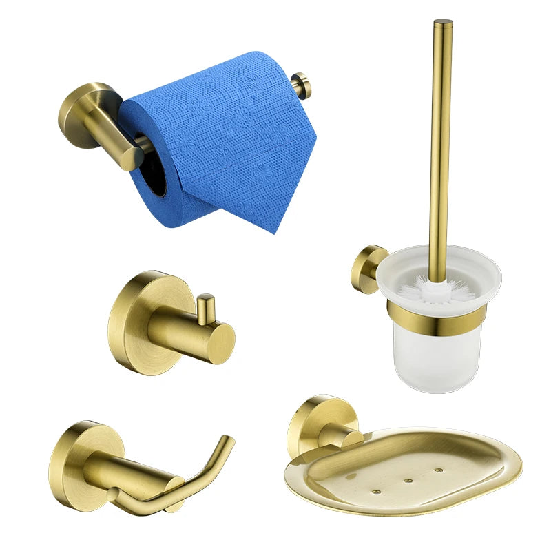 Bathroom Hardware Brushed Gold Toilet Brush Holder Robe