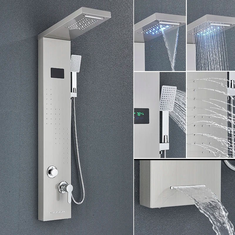 Led Shower Panel Faucet Rainfall Headshower Spa Massage