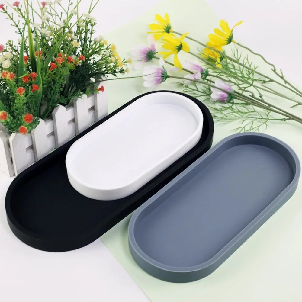 1pc Bathroom Vanity Silicone Tray Rectangular Dish Soap