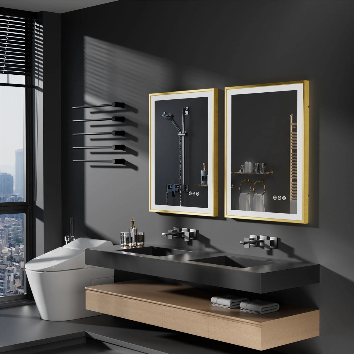 Led Bathroom Vanity Mirror Gold Frame Front Lighted