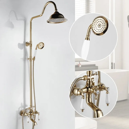 Vintage French Style Dual Handle Tub Faucet Shower