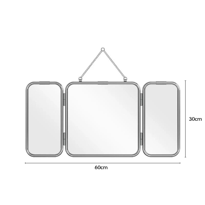 Square Modern Wall Mirrors Trifold Bathroom Mirror Stainless
