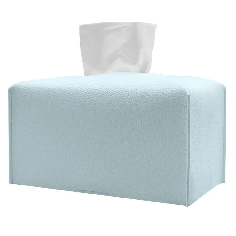 1pc Tissue Box Cover Refined Pu Leather Foldable