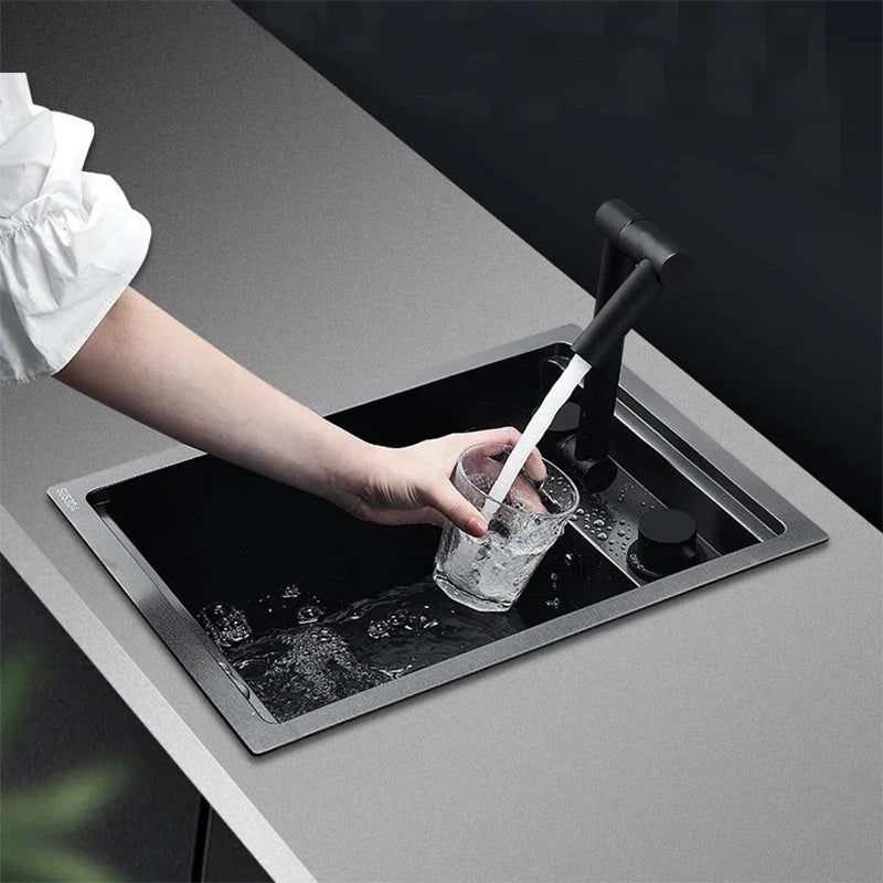 Nano Hidden Bar Sink Black Folding Faucet Mini