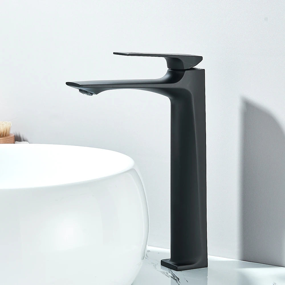 Brass Core Modern Bathroom Sink Faucet Handle Deck