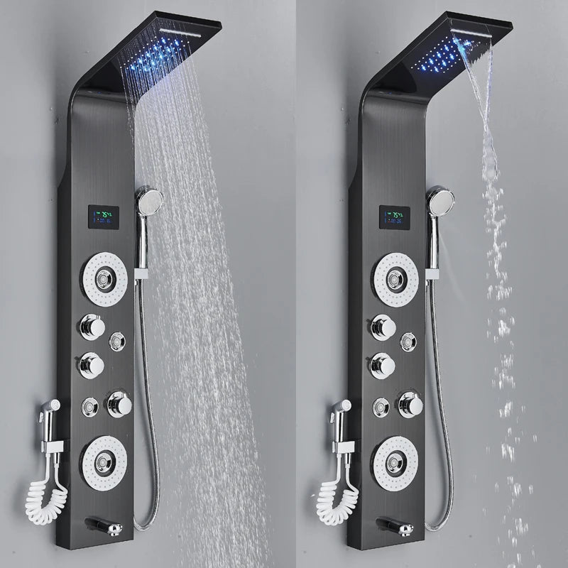 Shinesia Led Shower Panel Rainfall Bathroom Column Mixer