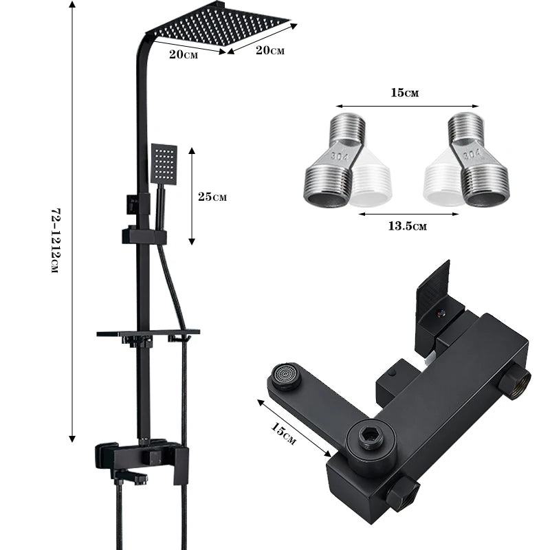 Wanmivezlo Black/Chrome Brass Shower Faucet Bathroom Shower Mixer