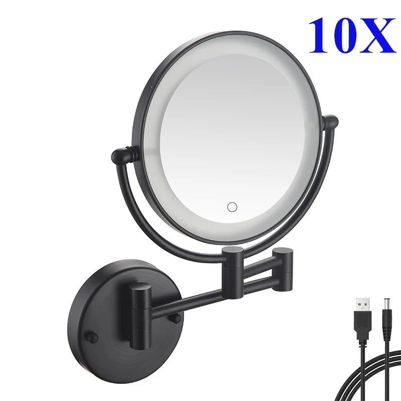 Brushed Nickel Touch Led Folding Bathroom Mirror 10x
