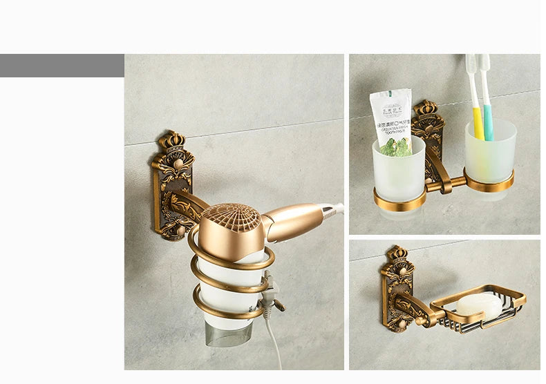 Antique Bathroom Hardware Wall-Mounted Towel Rack Toilet Brush