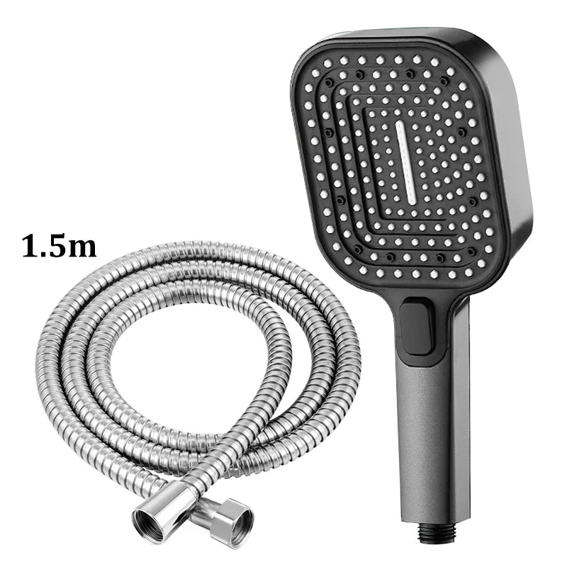 Square 3-Mode Pressurized Shower Head Large Panel Bathroom