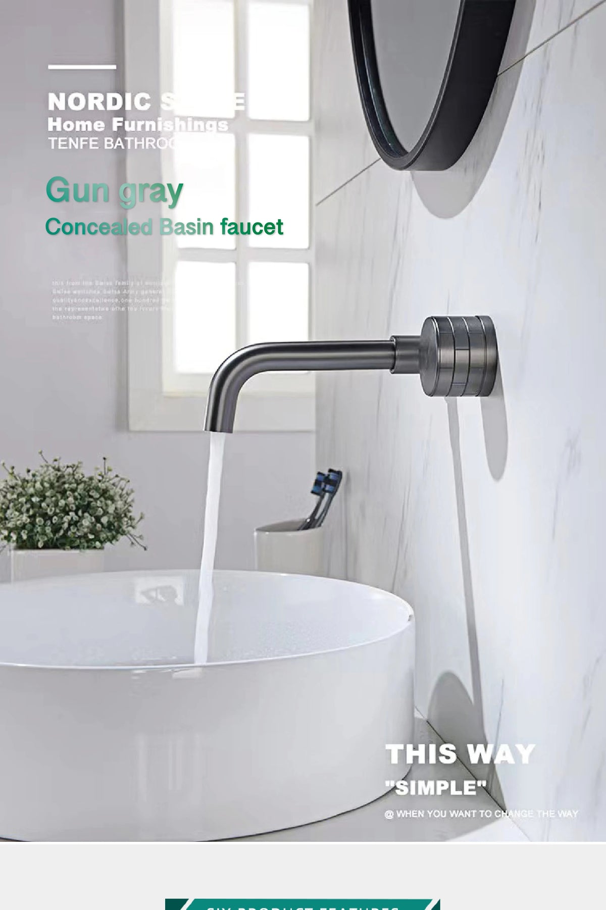 Aitana Luxury Brass Brushed Nickel Bathroom Faucet Simple