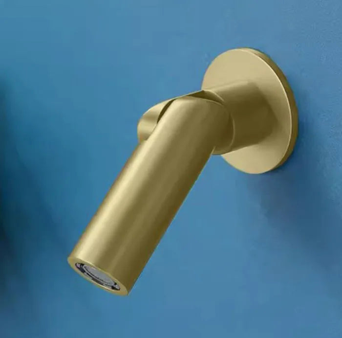 Brushed Gold Wall Mounted Faucet Spout Round Folding
