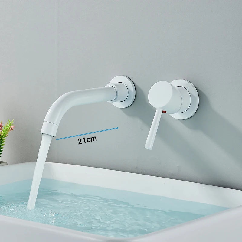 Wall Mount Bathroom Basin Faucet Embedded Split Cold