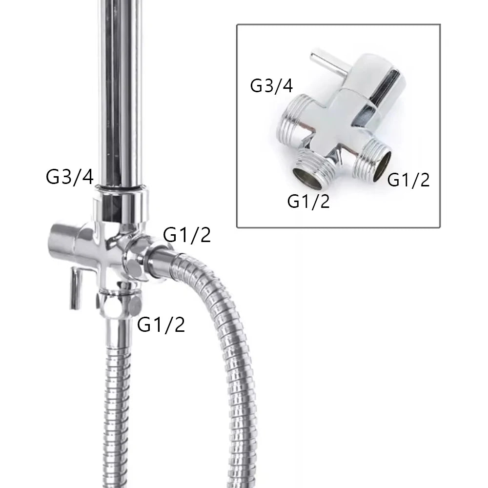 Black Silver Split Shower Column Bathroom Faucet Wall