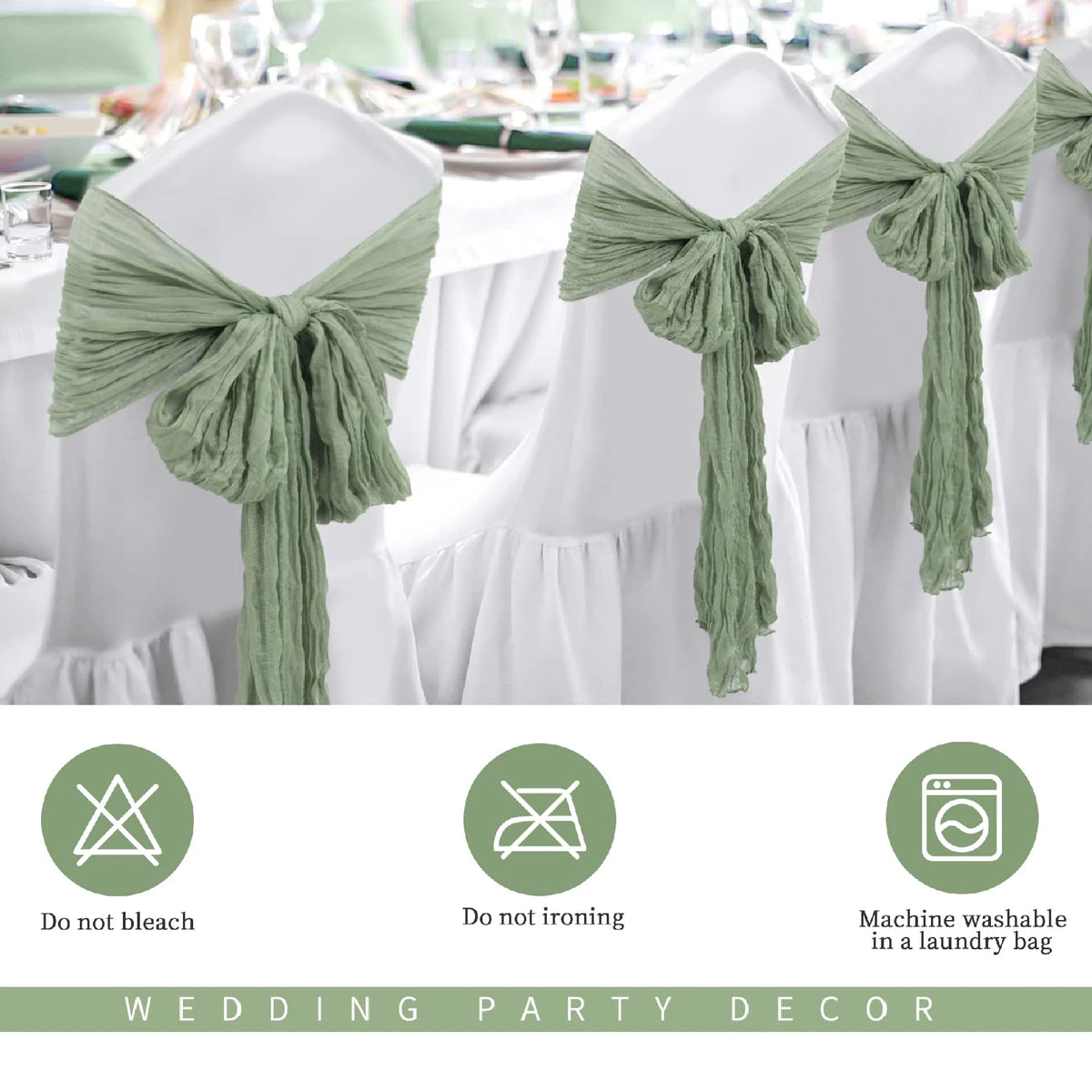 6-72pcs Sage Green Cheesecloth Table Runners Boho Gauze